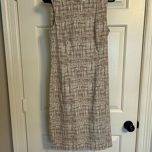 Calvin Klein Sleeveless Taupe & White Patterned Dress